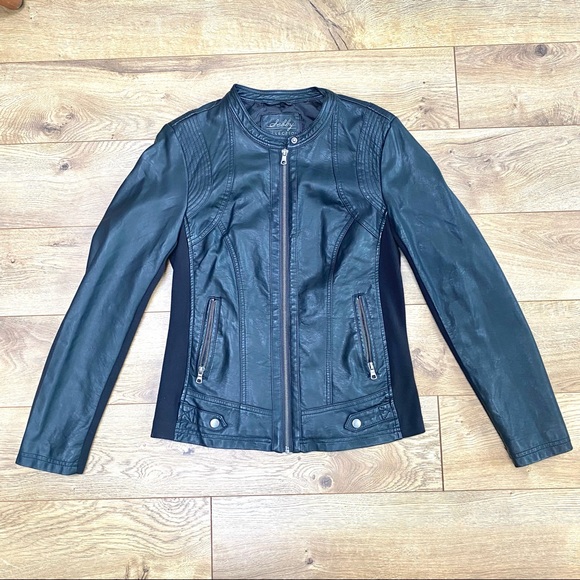 SEBBY COLLECTION Black Faux Leather Moto Jacket Medium - Picture 10 of 16